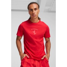 Puma Ferrari Race Big Shield T Kırmızı Erkek Kısa Kol T-Shirt