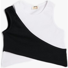 Koton Crop Atlet Asimetrik Bel Pencere Detaylı Pamuklu