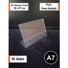 Şeffaf Etiket Pvc Etiketlik Isimlik A7 10X7,5 cm Şeffaf Etiketlik Ayaklı Arkaya Yatık Stand Etiketlik