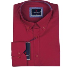 Maruf Shop Erkek Büyük Beden Battal Boy Likralı Mevsimlik Gömlek Bordo