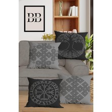 Belle Benoit Çift Tarafı 3D Dijital Baskılı 4'lü Yastık Kılıfı Kırlent Kılıfı ve Amerikan Servis Runner Set