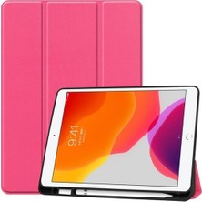 FUJİMAX Apple iPad 10.2 7.nesil Kılıf Yatay Standlı Kot Desenli Uyku Modlu Kalemlikli Silikon Smart Tablet Kılıfı (Model A2200,A2198)