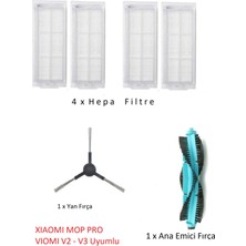 Srfn Ticaret Xıaomı Mop Pro - Viomi V2 V3 Uyumlu Hepa Filtre - Emici Ana Fırça - Yan Fırça