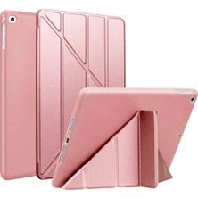 Apple iPad Pro 10.5 Inç Yatay ve Dikey Standlı Uyku Modlu Arka Soft Yumuşak Silikon Trifold Tablet Kılıfı (Model A1701,A1709,A1852)