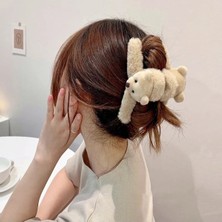 Gülpeşe Peluş Çift Taraflı Ayıcıklı Mandal Toka Kadınlar İçin 11 cm Yumuşak Tasarım