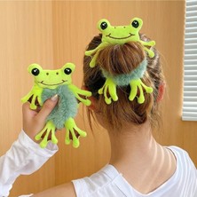 Gülpeşe Kurbağa Peluş Simit Toka Peluş Topuz Tokası