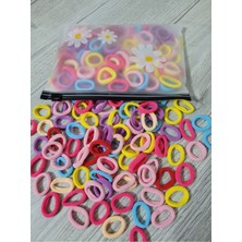 Gülpeşe Şeffaf Çantalı 100 Adet Kumaş Lastik Saç Örgü Mini Tokalar LST-180