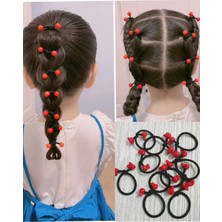 Gülpeşe 10 Adet Tavşan Detaylı Kırmızı Boncuklu Toka Kırmızı Boncuklu Lastik Toka