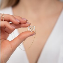 Hom Silver Jewelry 925 Ayar Gümüş Zirkon Taş Işlemeli Kalpli Sonsuzluk Kadın Kolye HSJ0007