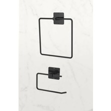 Alsi Home Yapışkanlı Kare Havluluk Havlu Askısı ve Tuvalet Wc Kağıtlık Pratik Banyo 2'li Set