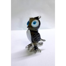 Cam Sanatı Baykuş 10 cm Murano Cam Tamamen El Yapımı