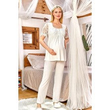 Cossy By Aqua 24169 Çiçek Detaylı Lohusa Pijama Takımı