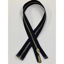 Karan Tuhafiye Demir Diş Kaban Mont Fermuarı / 57 cm / Lacivert / Gold Diş / No 5