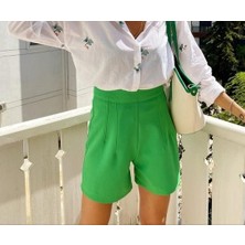 Qado Yüksek Bel Pensli Şort