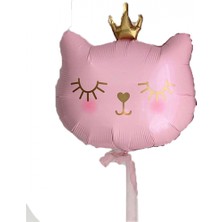 Kidspartim Sevimli Kedi Folyo Balon Pembe 56X49 cm