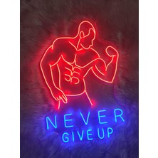 Dekoraven Never Give Up Spor Salonu Neon LED TABELA(80X50XM)