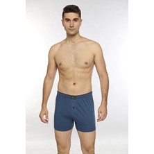 Kolcu Önü Düğmeli Erkek Havlu Bel Boxer K13230 - Indigo