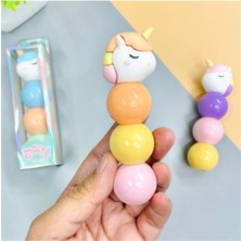 Dekoratif Sevimli Unıcorn Tasarımlı Fosforlu Kalem 1 Adet 3 Renkli Kalem