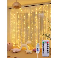 Hediye Filesi Perde LED 10 Sarkıtlı USB Li  2 Metre Kumandalı 8 Modlu (2 mt x 2 mt ) Peri LED
