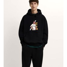 Swozz Arda Güler Baskılı Oversize Siyah Sweatshirt 3 Iplik Yüksek Kaliteli