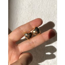 2D2B Nature Dolgun Gold Renk Kalp Küpe