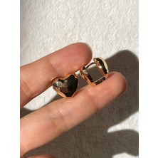 2D2B Nature Dolgun Gold Renk Kalp Küpe