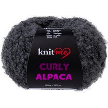 Knit Me 5 Adet Curly Alpaca Yün Karışımlı Kıvırcık Dokulu Yumuşak Peluş Ip KC09 Füme