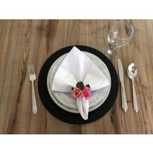 Trend Yuvam Ev Tekstil Ürünleri Pembe Küçük Gül Peçete Halkası (6 Adet)
