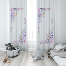 Talia Home Soft Çiçek Desenli Çocuk ve Bebek Odası Fon Perdesi 2 Kanat TLA-249