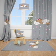 Talia Home Yıldızlı Sevimli Ayıcık Desenli Çocuk ve Bebek Odası Fon Perdesi 2 Kanat TLA-243