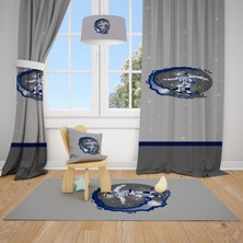 Talia Home Gri Uzay Astronot Desenli Çocuk ve Bebek Odası Fon Perdesi 2 Kanat TLA-233