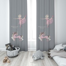 Talia Home Balerin Kızlı Çocuk ve Bebek Odası Fon Perdesi 2 Kanat TLA-265