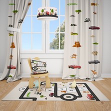 Talia Home Sevimli Hayvanlar Desenli Çocuk ve Bebek Odası Fon Perdesi 2 Kanat TLA-227