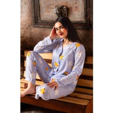 Sude Düğmeli Penye Pijama Takımı