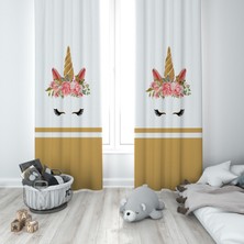 Talia Home Unicorn Desenli Çocuk ve Bebek Odası Fon Perdesi 2 Kanat TLA-262