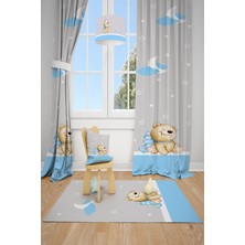 Talia Home Sevimli Küçük Ayı Desenli Çocuk Odası Fon Perdesi 2 Kanat TLA-174