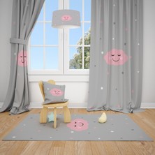 Talia Home Gülücüklü Bulut Desenli Çocuk ve Bebek Odası Fon Perdesi 2 Kanat TLA-279