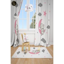 Talia Home Pembe Fil Desenli Çocuk ve Bebek Odası Fon Perde TLA-301