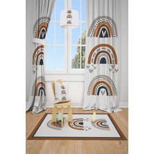 Talia Home Gökkuşağı Desenli Çocuk Odası Fon Perde 2 Kanat TLA-169