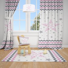 Talia Home Yıldız Desenli Çocuk ve Bebek Odası Fon Perdesi 2 Kanat TLA-211