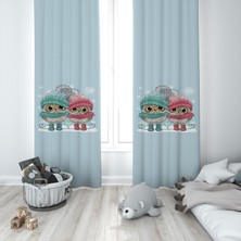 Talia Home Baykuş Desenli Çocuk ve Bebek Odası Fon Perdesi 2 Kanat TLA-236