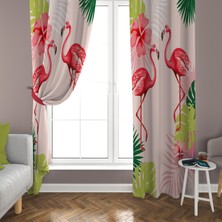 Talia Home Flamingo Desenli Çocuk ve Bebek Odası Fon Perdesi 2 Kanat TLA-251