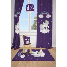 Talia Home Sevimli Unicorn Desenli Çocuk Odası Fon Perdesi 2 Kanat TLA-172