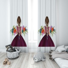Talia Home Çiçekli Kız Desenli Çocuk ve Bebek Odası Fon Perdesi 2 Kanat TLA-295