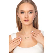 Jewelmim Emine Gümüş İsimli Kolye 18 Ayar Sarı Altın Kaplama Kişiye Özel İsim Yazılı 925 Ayar Kadın Gümüş İsimli Kolye Bayan İsimli Kolye Kişiye Özel İsim Kolye İsim Kolyesi