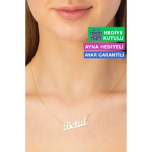 Jewelmim Betül Gümüş İsimli Kolye 18 Ayar Sarı Altın Kaplama Kişiye Özel İsim Yazılı 925 Ayar Kadın Gümüş İsimli Kolye Bayan İsimli Kolye Kişiye Özel İsim Kolye İsim Kolyesi