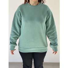 Vera Moda Tarz Bayan Sweatshirt Mint Yeşili - 3 İplik Şardonlu Uzun Kollu T-Shirt