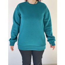 Vera Moda Tarz Bayan Sweatshirt Okyanus/petrol 3 Iplik Şardonlu Uzun Kollu T-Shirt