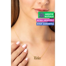 Jewelmim Eda Gümüş İsimli Kolye 18 Ayar Sarı Altın Kaplama Kişiye Özel İsim Yazılı 925 Ayar Kadın Gümüş İsimli Kolye Bayan İsimli Kolye Kişiye Özel İsim Kolye İsim Kolyesi