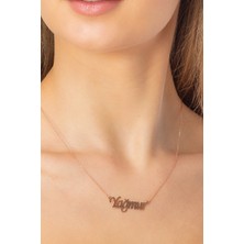 Jewelmim Yağmur Gümüş İsimli Kolye 18 Ayar Rose Altın Kaplama Kişiye Özel İsim Yazılı 925 Ayar Kadın Gümüş İsimli Kolye Bayan İsimli Kolye Kişiye Özel İsim Kolye İsim Kolyesi